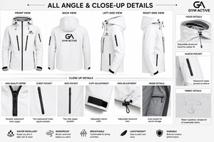 Veste d'hiver à capuche en toile de polyester pour homme GYM ACTIVE, coupe-vent, avec fermeture éclair, poche avant, col montant, imprimé sérigraphié - Product Image 6