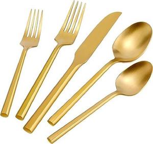 Ensemble de couverts modernes en métal avec manche en os, finition miroir haute brillance, compatible lave-vaisselle, idéal pour les réceptions - Product Image 2
