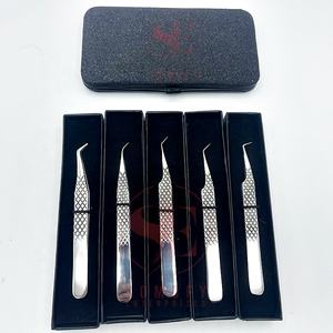 Pince à épiler d'extension de sourcils de cils à 90 degrés personnalisée de marque privée forte tenue mince mince volume droit acier inoxydable beauté - Product Image 4