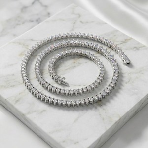 Collar de tenis con diamantes redondos de 11.50 quilates con engaste de puntas - Product Image 3