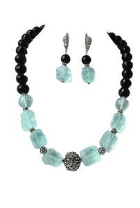 Partyware High Quality Fashion Beads Jewelry <b>Set</b> Layered <b>Crystal</b> <b>Glass</b> Necklace Earring <b>Set</b> for Women - Product Image 5