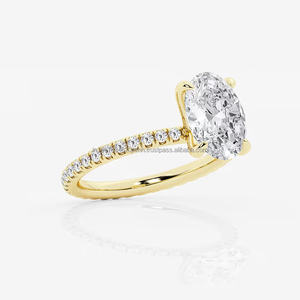 Anillo de estilo vintage de oro de 14 quilates con corte ovalado creado en laboratorio IGI/GIA, Diamante cultivado en laboratorio para compromiso o boda de mujer - Product Image 2