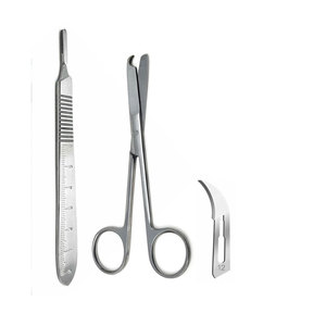 กรรไกรตัดเย็บแบบมืออาชีพ ขนาด 4.5 นิ้ว พร้อมด้ามจับแบบมีดผ่าตัด # ใบมีดผ่าตัด 3 และ 10 ใบ ทำจากเหล็กกล้าไร้สนิม สำหรับการผ่าตัดเล็ก - Product Image 2