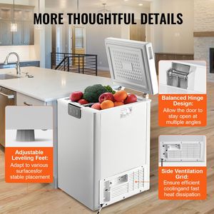 Congelador horizontal compacto de 2.22 pies cúbicos/63 L con 2 cestas extraíbles, puerta superior abatible, ideal para hoteles - Product Image 6