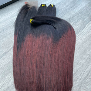 ชุดมัดผมคนแท้แบบปิดสีน้ำตาลอมเบรผ้าลูกไม้สวิสแบบสองชั้นคุณภาพสูง - Product Image 2