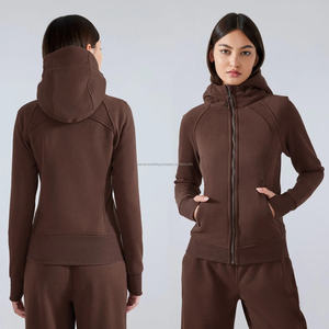Sudaderas con capucha deportivas de lana de alta calidad para mujer, anticontracción, antibolitas, a la moda, teñidas lisas, con capucha frontal personalizada para invierno - Product Image 1