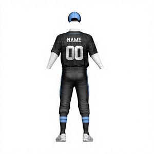 Custom Baseball Uniform Set Men Adult Black <b>Blue</b> Sublimated Polyester Moisture Wicking Athletic Fit Full Jersey - Product Image 2