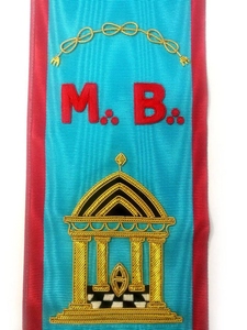 Faja Masónica del Rito Escocés Master Mason, Bordado de 3 Estrellas con Hilos de Oro, Faja Azul Moiré, Regalia del Rito Escocés - Product Image 6