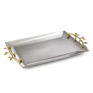 Creative Rectangular Shape <b>Mirror</b> Finished Metal <b>Tray</b> With Handle Handmade Home and Hotels Wedding Party Available - Product Image 6