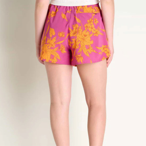 Women's Mid Waist Floral Printed Shorts With Pockets <b>Elastic</b> Waist Casual Style Breathable Knitted Cotton - Product Image 2