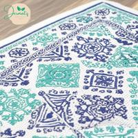 Tapis de prière d'extérieur tissé Jermatz, motif bleu-vert, antidérapant, réutilisable, logo personnalisé pour adultes, fabriqué au Bangladesh, coton et jute 2026