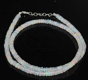 Collier en opale de feu éthiopienne AAA, 4 mm, 15 pouces, perles rondes lisses, collier en pierre - Product Image 6