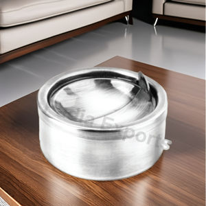 Cendrier rond portable en acier inoxydable avec couvercle, style américain, pour le bureau, la voiture, la maison - Product Image 2