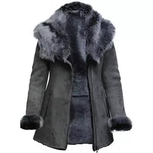 Manteau parka long en laine et fourrure pour femme, à capuche, col montant, brodé, vintage, fermeture éclair et boutons, vêtement d'hiver de luxe - Product Image 1