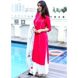 ชุดเครปสวยงามไซส์ XS พร้อมงานปักบิจยา โกต้า สีแดง ผ้าเครปหรูหรา - Product Image 6