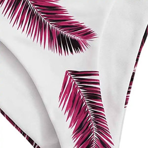 Ensemble de bikini croisé violet pour femme avec bas imprimé palmiers, coupe régulière, en spandex et polyester - Product Image 6