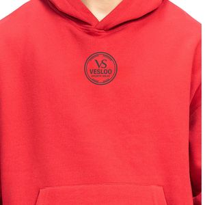 Sweat à capuche décontracté pour homme en tissu polaire rouge, imprimé devant et derrière, streetwear décontracté, confortable, OEM ODM - Product Image 4