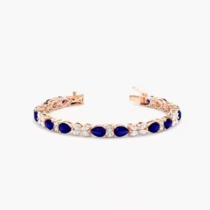 Bracelet tennis en or rose 18K/14K avec diamants de laboratoire VVS et moissanite couleur DEF, plaqué platine, certifié unisexe - Product Image 6