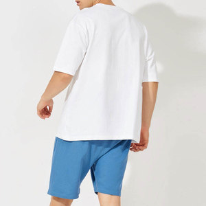 Econex Sports Men's Casual Summer Two-Piece <b>Set</b> Color Blocking Shorts Shirt Cotton Blend <b>Knitted</b> Fabric 320g Seamless Quick Dry - Product Image 4