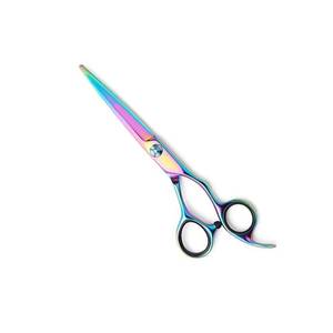 Ensemble de ciseaux à cheveux arc-en-ciel en acier inoxydable, ciseaux à effiler à long manche pour droitiers, usage professionnel en salon - Product Image 2