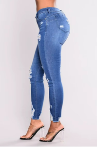Jeans Rotos de Tallas Grandes para Mujer, Jeans Ajustados Sexys de Mezclilla, Pantalones Casuales de Moda Urbana, Jeans Elásticos Tipo Mom para Mujer - Product Image 5