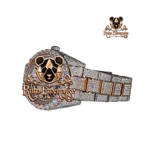 <b>Mens</b> Luxury Moissanite Diamond Stainless Steel Wristwatch Sparkling Crystal Face Premium Bracelet Contemporary Fashion - Product Image 1