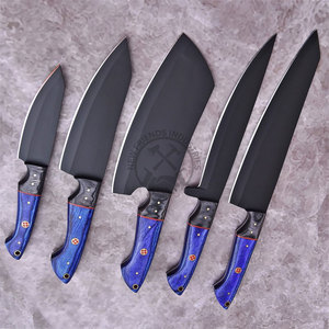Top New Custom Handmade Chef <b>Knife</b> J2 Stainless Steel Powder Coated <b>Sharp</b> Blade Modern Kitchen <b>Knives</b> <b>Set</b> w/ Pakkawood Handle - Product Image 5