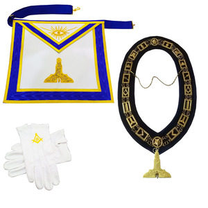 Conjunto de Regalia Masónica Premium Bordado a Mano para la Logia Azul, con Mandil, Collar y Guantes para el Oficial Sacerdote Superior, con Joyas - Product Image 1