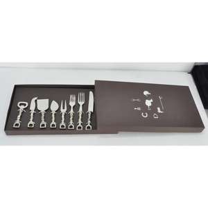 Ensemble de couverts en acier inoxydable, 5 pièces, manches style fer à cheval, coffret cadeau, couverts en métal pour restaurants et cafés. - Product Image 4