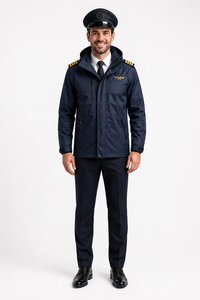 Uniformes de Piloto de Aerolínea Personalizados OEM ODM |   Conjunto Completo Premium a Medida para Hombre de Manga Larga |   Fabricante | Conjunto de Chaqueta Impermeable para Lluvia - Product Image 1