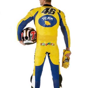 Combinaison de course en cuir jaune pour homme, équipement de sport haut de gamme pour la moto, combinaison de course VR46 Team Moto jaune 2019 - Product Image 2