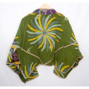 Chaqueta Kantha india hecha a mano 100% algodón, cuello mandarín, mangas largas, transpirable, ecológica, diseño moderno para todas las estaciones - Product Image 6