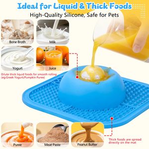 Anti-Slip Slow Feeder Dog Bowls & Lick <b>Mat</b> for Liquid and Thick Treat with Interactive <b>Rolling</b> Ball,5/6 Cup Pup Licki Toy - Product Image 2