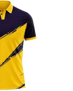 Camisa Polo Amarilla y Negra para Hombre, Manga Corta, Estampado Gráfico, Ropa Deportiva Informal, Transpirable, de Poliéster, para Golf, Tenis, Entrenamiento - Product Image 4