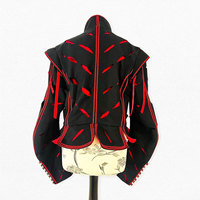 Veste historique en laine noire et rouge du XVIIe siècle, modèle doublet coupé, avec manches amovibles, pour reconstitution historique