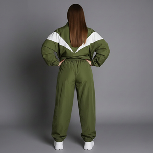 OEM/ODM 100% nylon color block Women's Tracksuit Comfortable baggy Fit Custom screen printed logo Breathable ladies 2 Piece <b>set</b> - Product Image 5