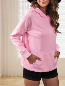 Sweat à capuche oversize en polaire épaisse à manches longues pour femme avec logo frontal, idéal pour les sports d'hiver – Exportation du Bangladesh - Product Image 3