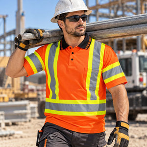 Men's Short Sleeve Hi <b>Vis</b> Reflective <b>Polo</b> <b>Shirt</b> Orange Fluorescent Yellow <b>High</b> Visibility Workwear <b>Polo</b> <b>Shirt</b> - Product Image 6