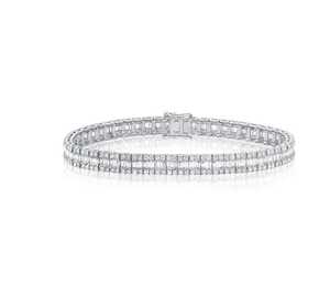 Pulsera de tenis de oro macizo de 10k, 14k, 18k con diamantes cultivados en laboratorio, corte mixto redondo y baguette, multicorte, apilable, para boda, de fabricante - Product Image 1