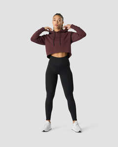 Sudadera con capucha corta para mujer, estilo nuevo, diseño personalizado con logotipo, color borgoña, antiarrugas, transpirable, para entrenamiento en el gimnasio y ropa deportiva. - Product Image 3