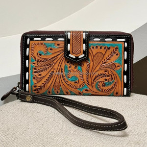 กระเป๋าสตางค์หนังสไตล์ตะวันตกรุ่นใหม่สำหรับผู้หญิงกระเป๋าคลัทช์งานแกะสลักด้วยมือ - Product Image 2