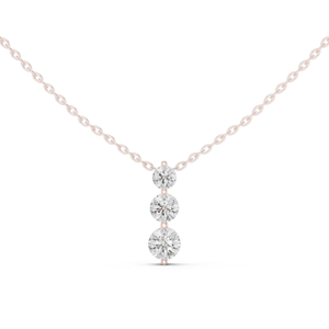 Collier pendentif rond en or rose plaqué pour femmes, classique, avec trois pierres, diamant naturel, pendentif de fiançailles pour femmes - Product Image 1