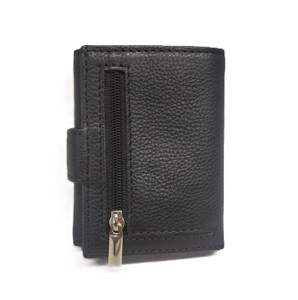 Cowhide Leather ID Card Sleeve Holder <b>Metal</b> Button Coin Zipper <b>Wallet</b> Mens Purses Tri Fold Short RFID Luggage Tag Passport Set - Product Image 4