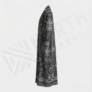 Abaya Plisada de Poliéster, Nueva Moda Vintage, Talla Grande, Elegante, Manga Larga, Elástica en Cuatro Direcciones, Antiestática, para Mujer - Product Image 3