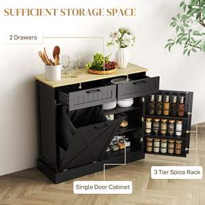Gabinete de Cocina Estilo Rústico de 10 Galones con Cubo de Basura Oculto, 2 Cajones con Diseño Abatible en Negro para Fácil Acceso - Product Image 6