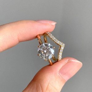 Anillo Solitario de Diamante Blanco Radiante de Corte Redondo, Conjunto de Joyería de Compromiso de Oro Sólido, Regalo de Aniversario, Anillo Elegante para Mujer - Product Image 2