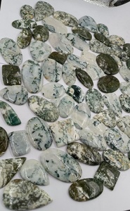 อัญมณีธรรมชาติ อาเกตทรงรี รูปทรงคุชชั่น สีเขียวขาว ลายมอส สำหรับทำเครื่องประดับ ขายส่งจำนวนมาก - Product Image 2