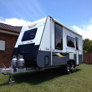 Mini-caravane pliable en forme de larme pour camping, 4x4, 2 personnes, cuisine coulissante en acier inoxydable, suspension indépendante, gris noir - Product Image 5