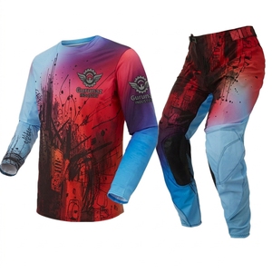 Conjunto de Pantalones y Jersey de Motociclismo Guruna Z Rojo Unisex de Poliéster/Algodón, Ropa de Motociclismo Transpirable, Impermeable, Resistente al Viento y de Secado Rápido - Product Image 1