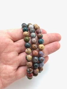 Pulseras Elásticas de Cuentas de Cristal Premium de 8mm para Hombre y Mujer, Estilo Feng Shui, Piedra Natural de Jaspes Oceánicos, Anti-Fatiga, Curativas - Product Image 3